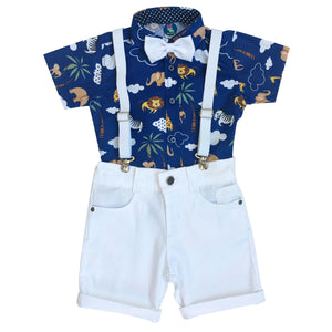 Conjunto Social Safari Infantil Menino Festa Aniversário - Azul (Atacado)
