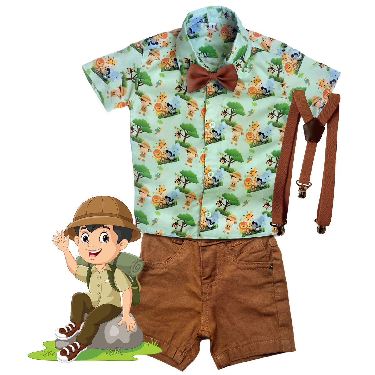 Conjunto Festa Infantil Safari Escoteiro Bebê - Kit completo Varias cores 1 ao 4 anos (Atacado)