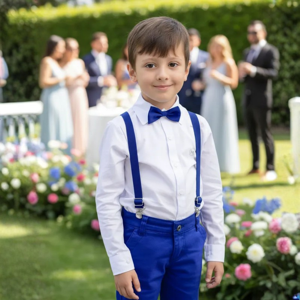 Conjunto Manga longa Azul Royal Apresentação 1 ao 12 anos