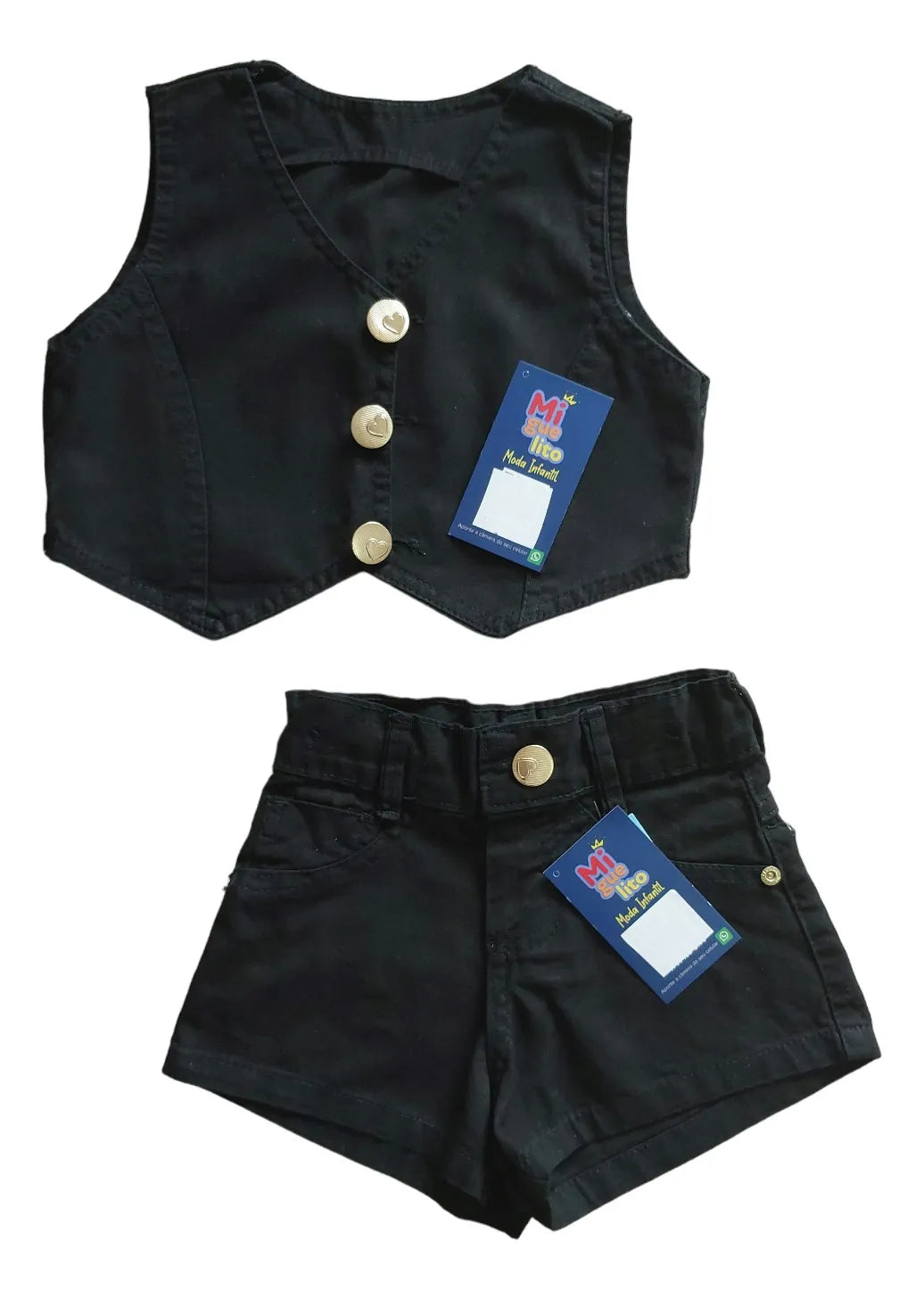 Conjunto Shorts e Cropped Sarja Várias Cores Feminino 2 ao 8 anos