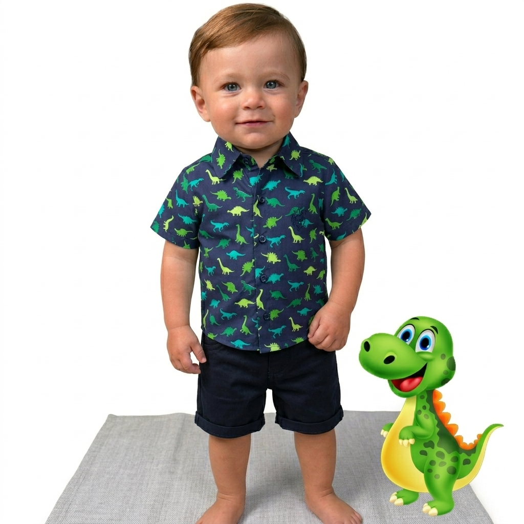 Roupa Temática DINO Festa Aniversário Dinossauros 1 ap 4 anos