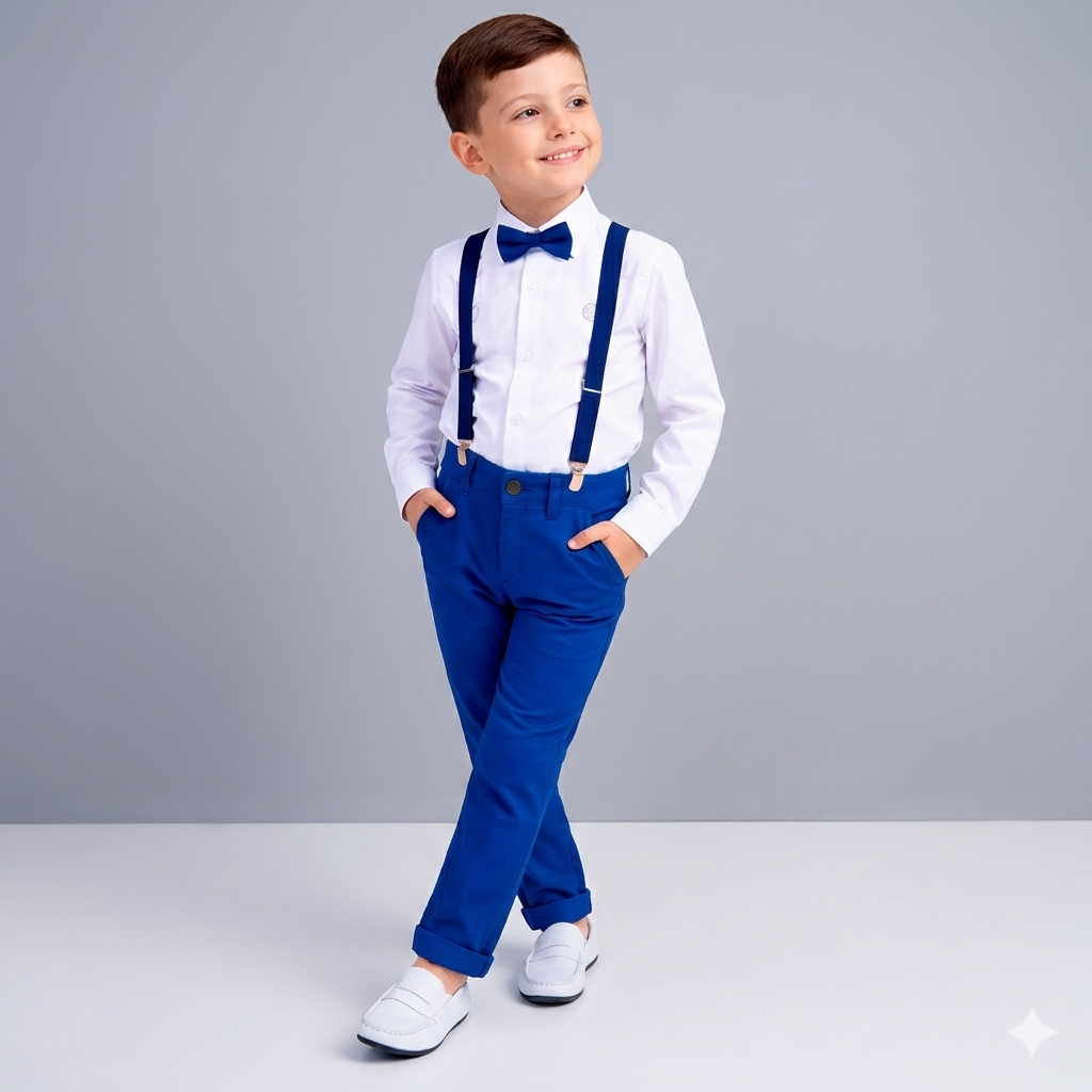 Conjunto Manga longa Azul Royal Apresentação 1 ao 12 anos