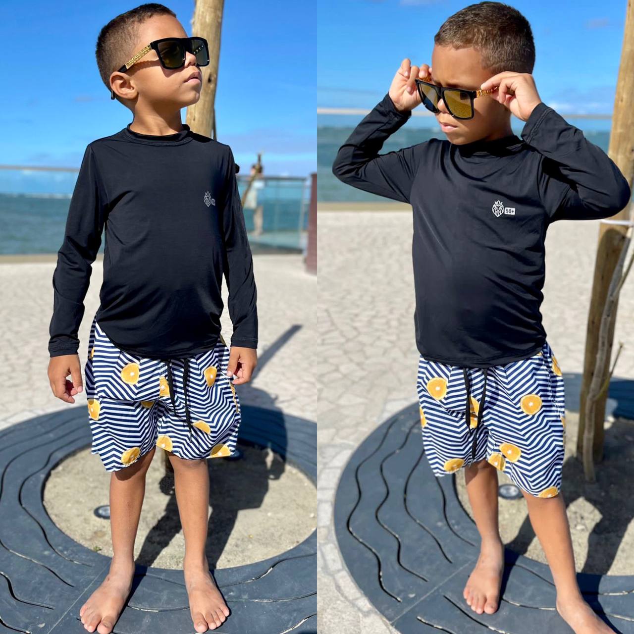 Conjunto Verão Infantil Moda Praia Piscina Proteção Uv50+ (Atacado)