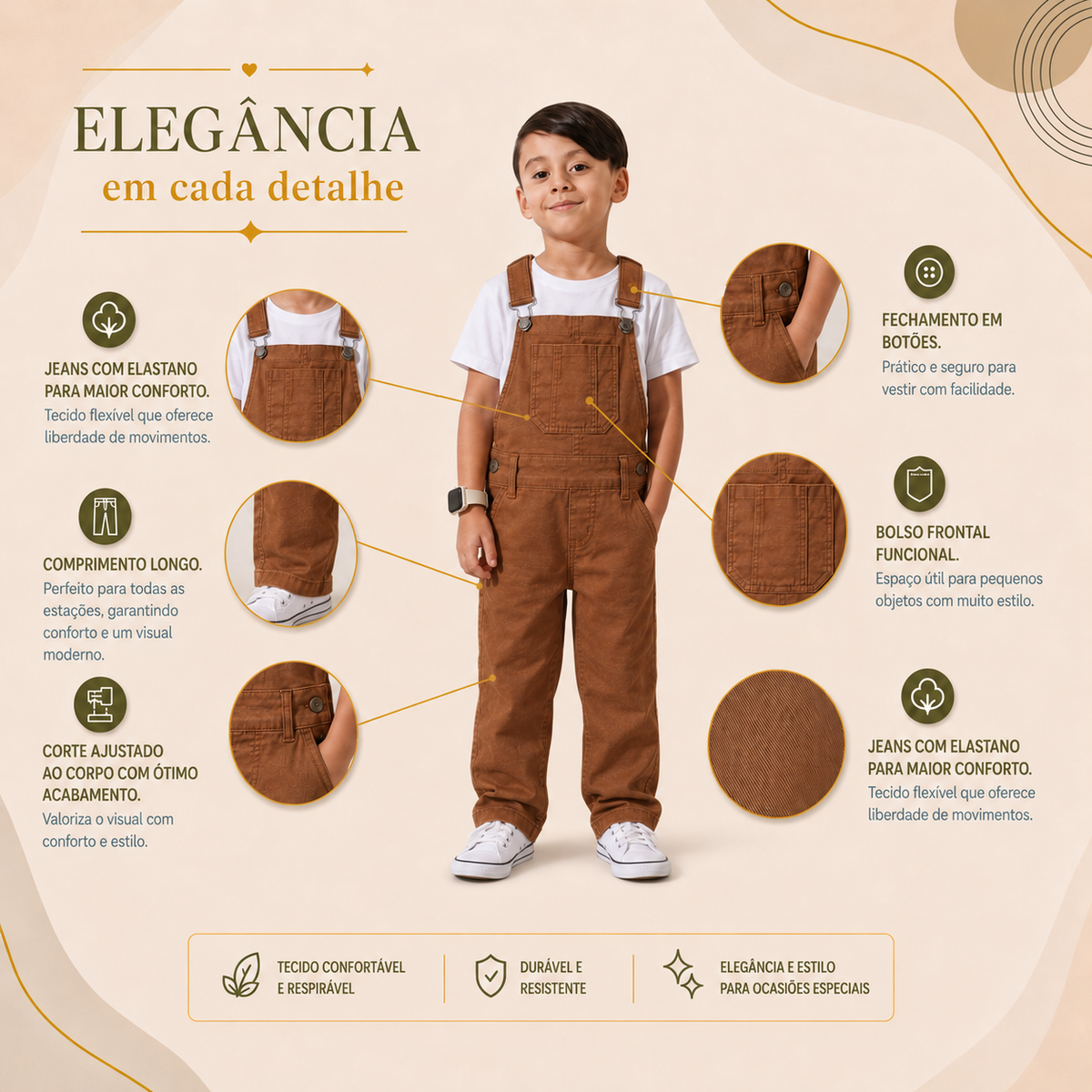 Jardineira Infantil em Sarja