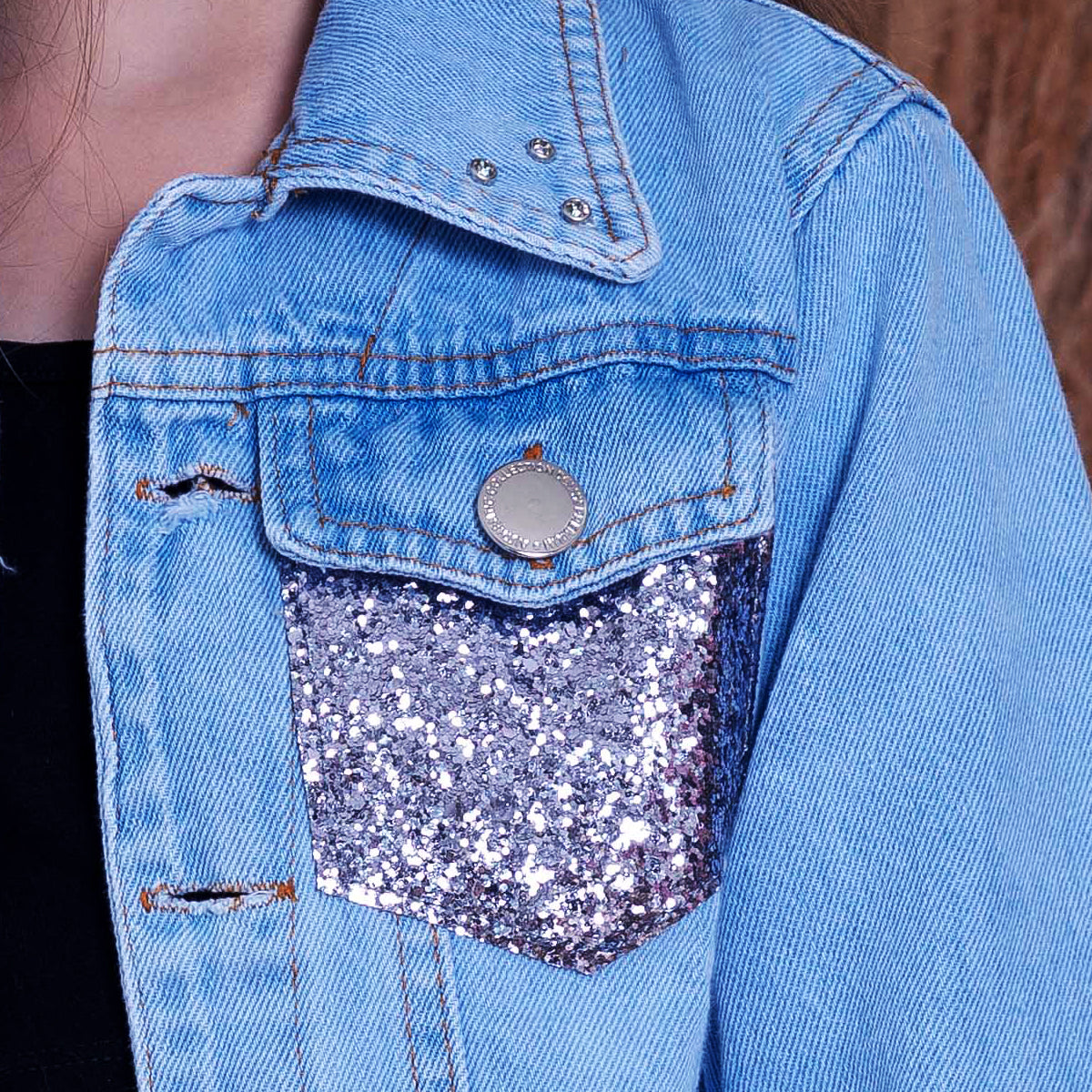Jaqueta Boiadeira Jeans Feminina com Brilho