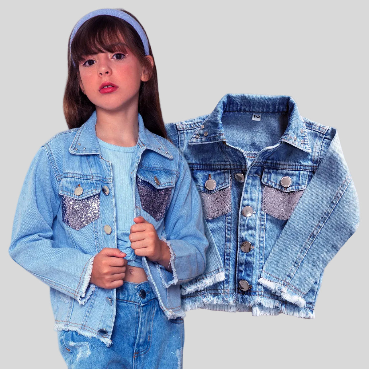 Jaqueta Boiadeira Jeans Feminina com Brilho