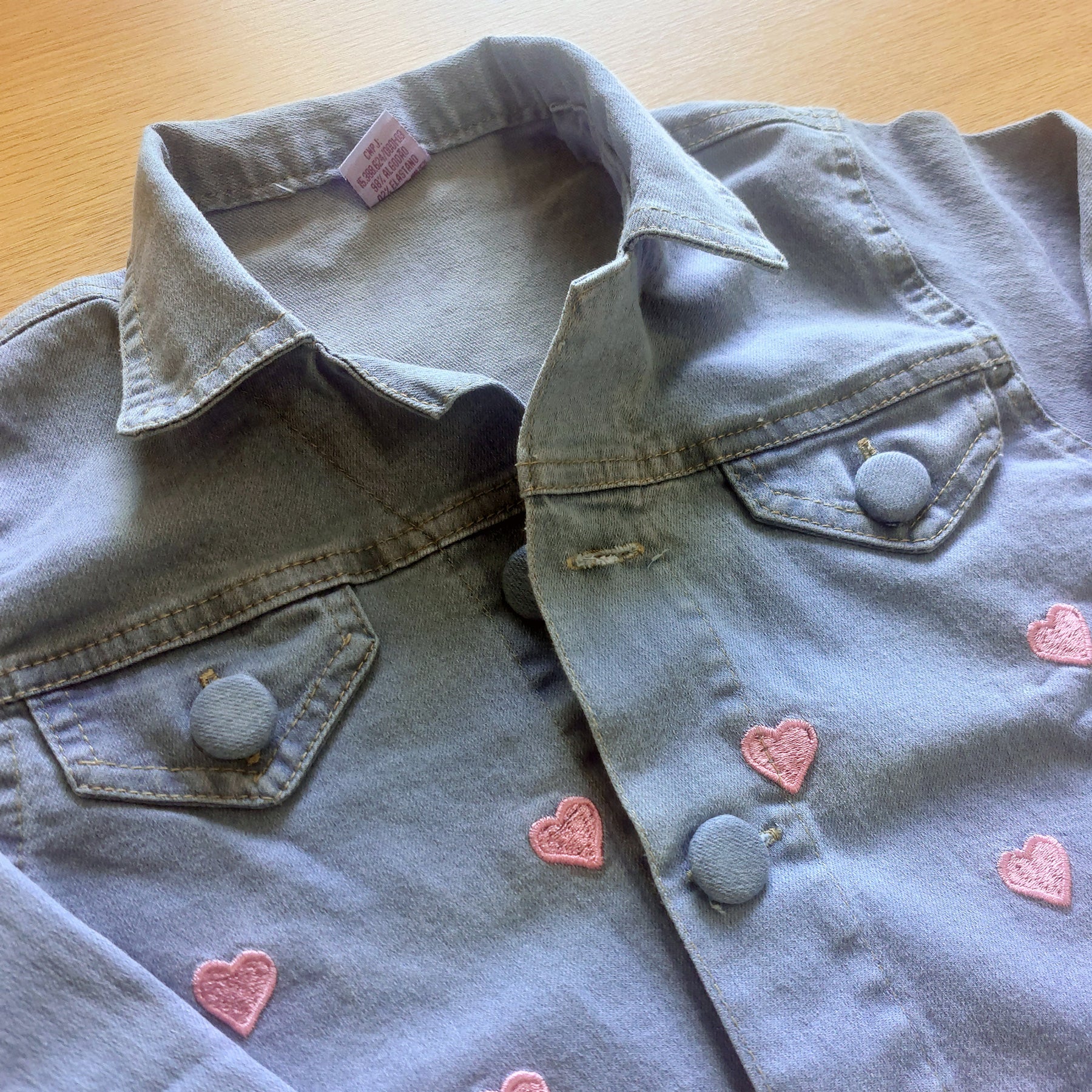 Jaqueta Jeans Infantil Menina Brilho Strass e Botões Rosa Luxo