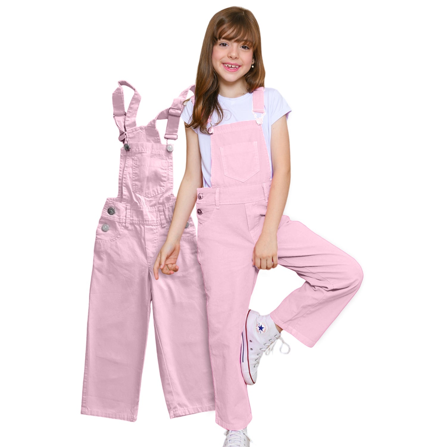 Jardineira Feminina Jeans Fashion - Menina Blogueirinha Várias Cores 2 ao 8 anos (Atacado)