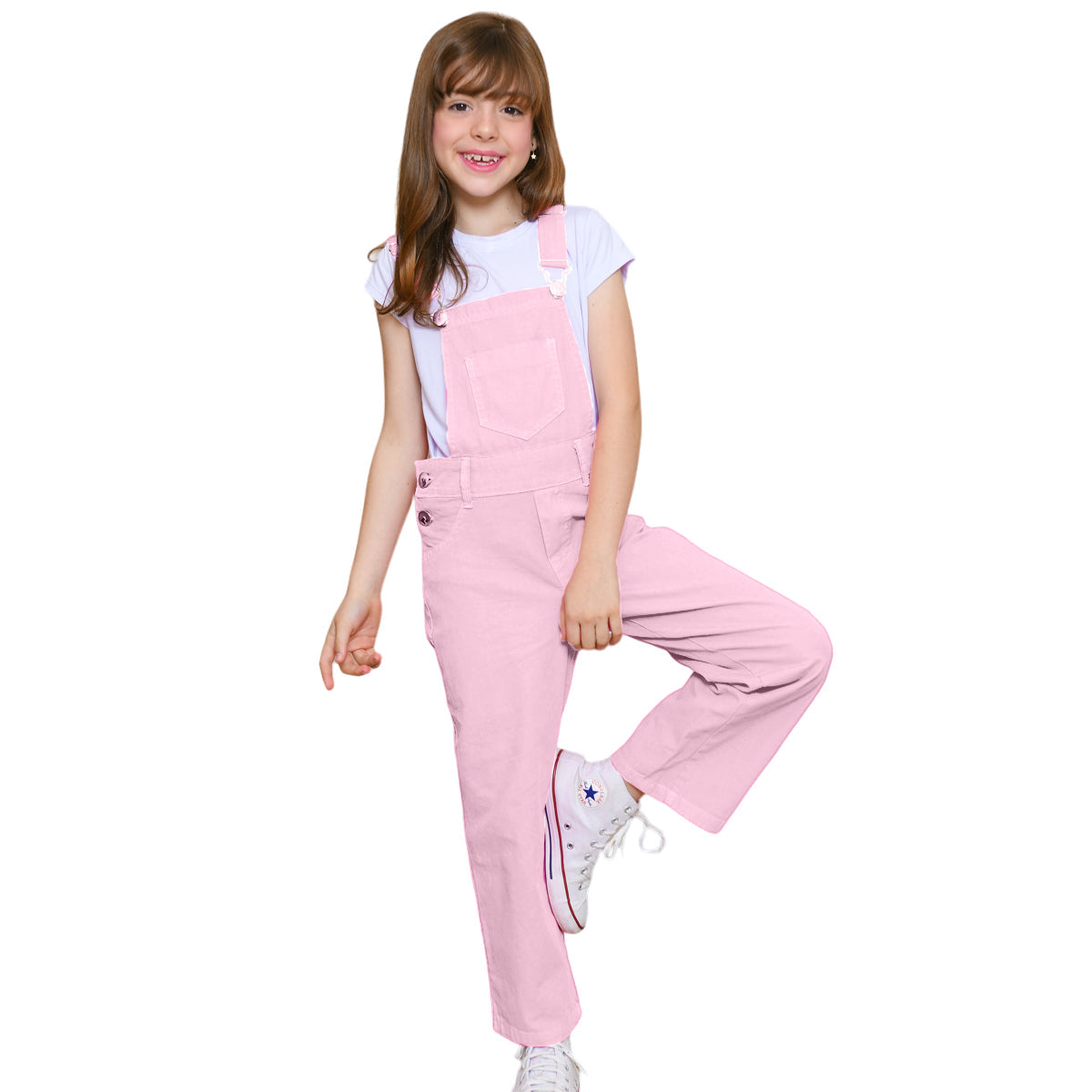 Jardineira Feminina Jeans Fashion - Menina Blogueirinha Várias Cores 2 ao 8 anos (Atacado)