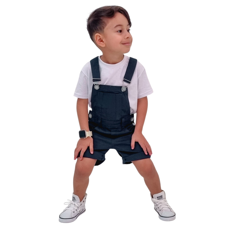 Jardineira Short Infantil Macacão Menino Criança Masculino