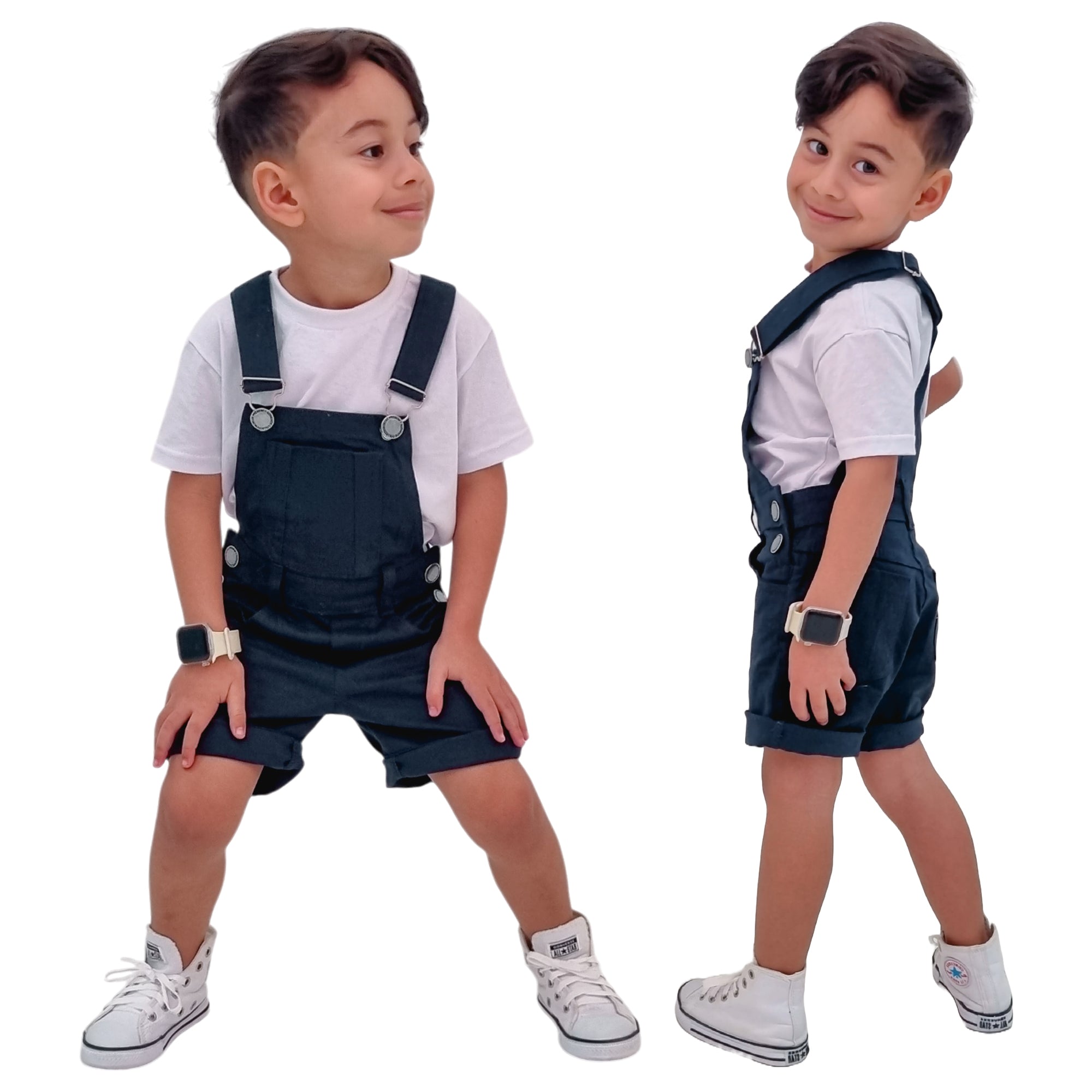 Jardineira Short Infantil Macacão Masculino Menino Várias Cores 2 ao 8 anos