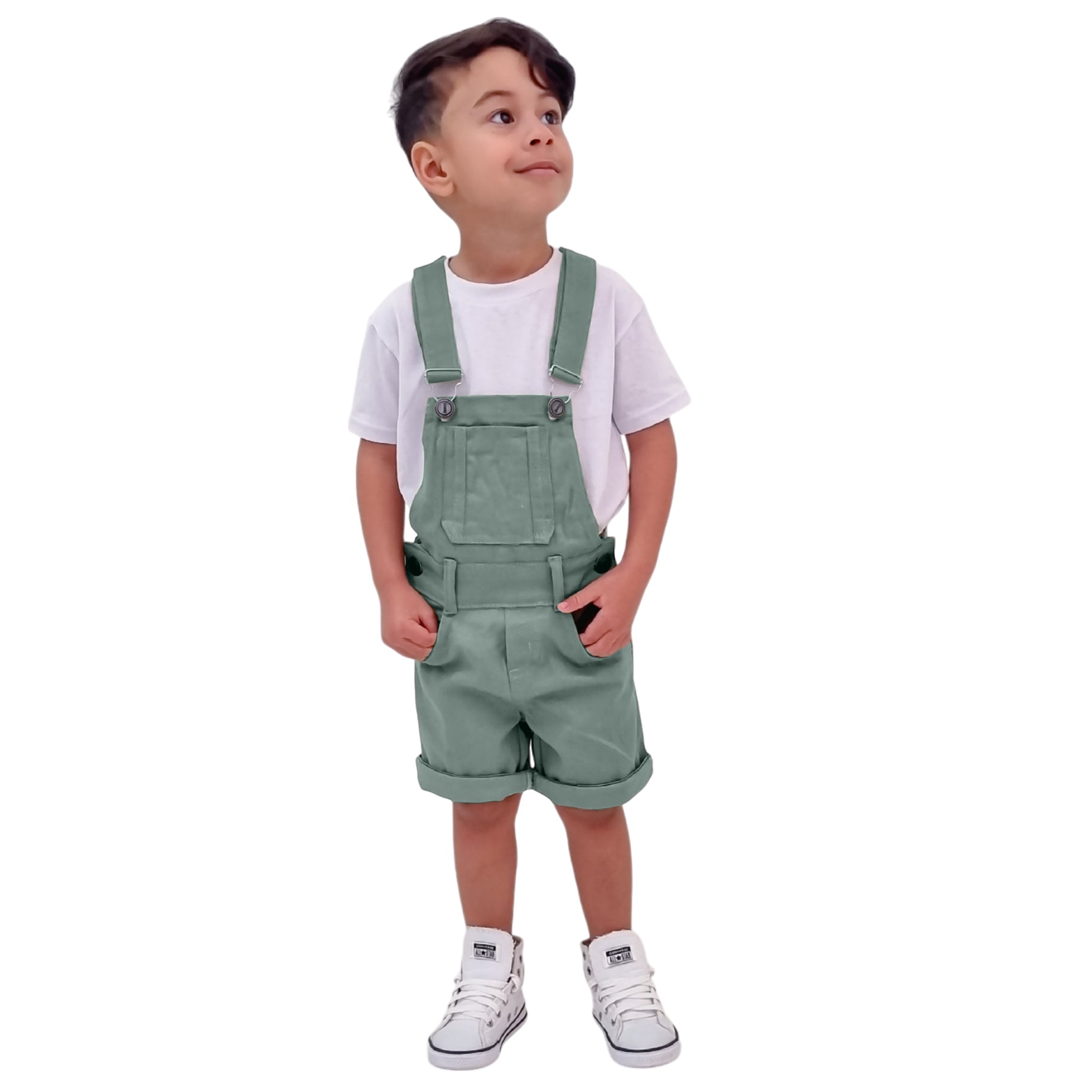 Jardineira Short Infantil Macacão Masculino Menino Várias Cores 2 ao 8 anos