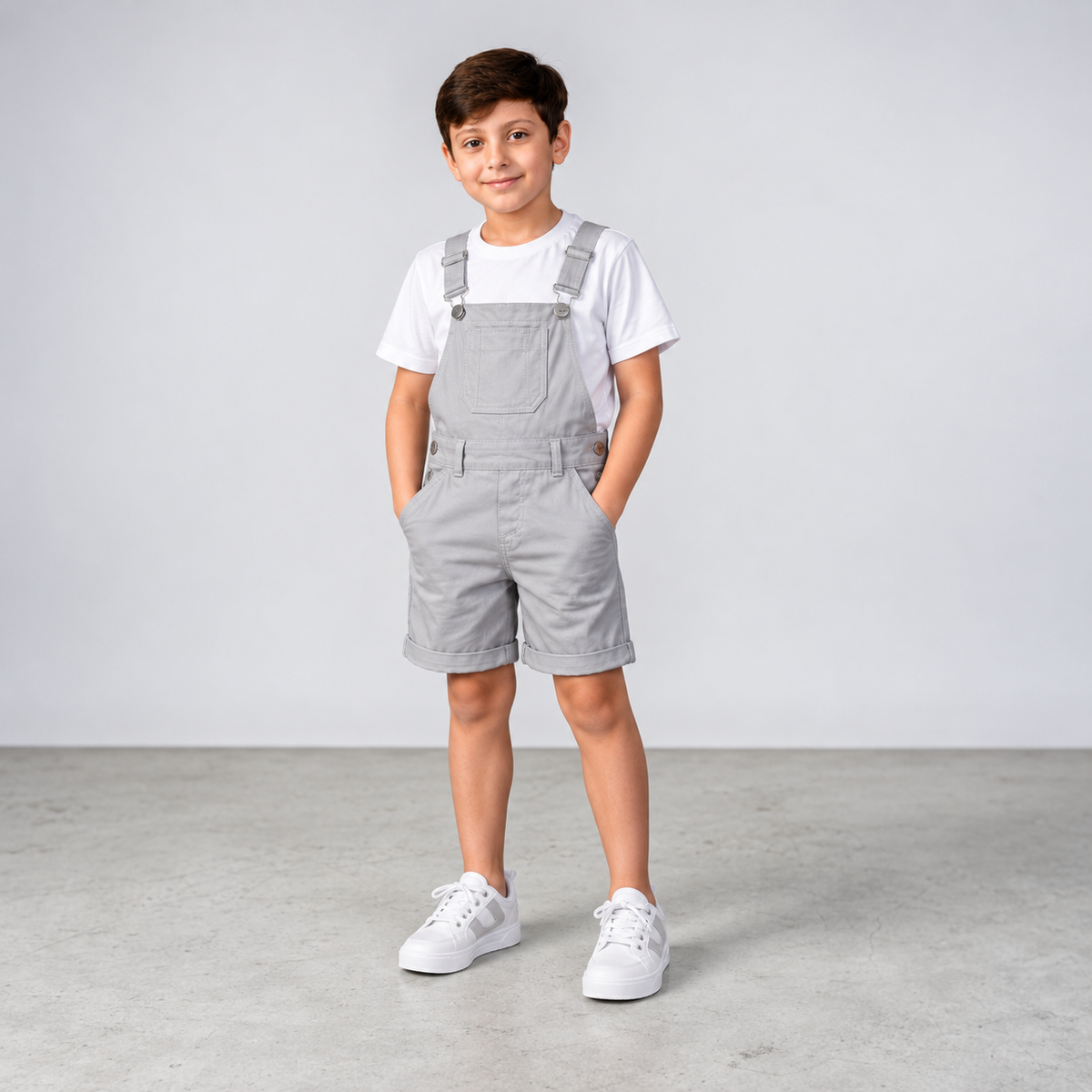 Jardineira Short Infantil Macacão Masculino Menino – cor Cinza