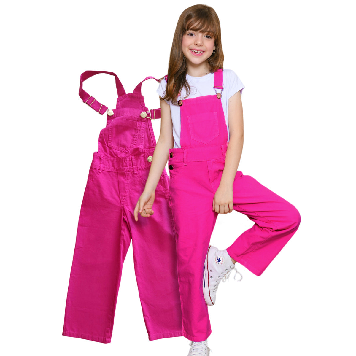 Jardineira Feminina Jeans Fashion - Menina Blogueirinha Várias Cores 2 ao 8 anos (Atacado)