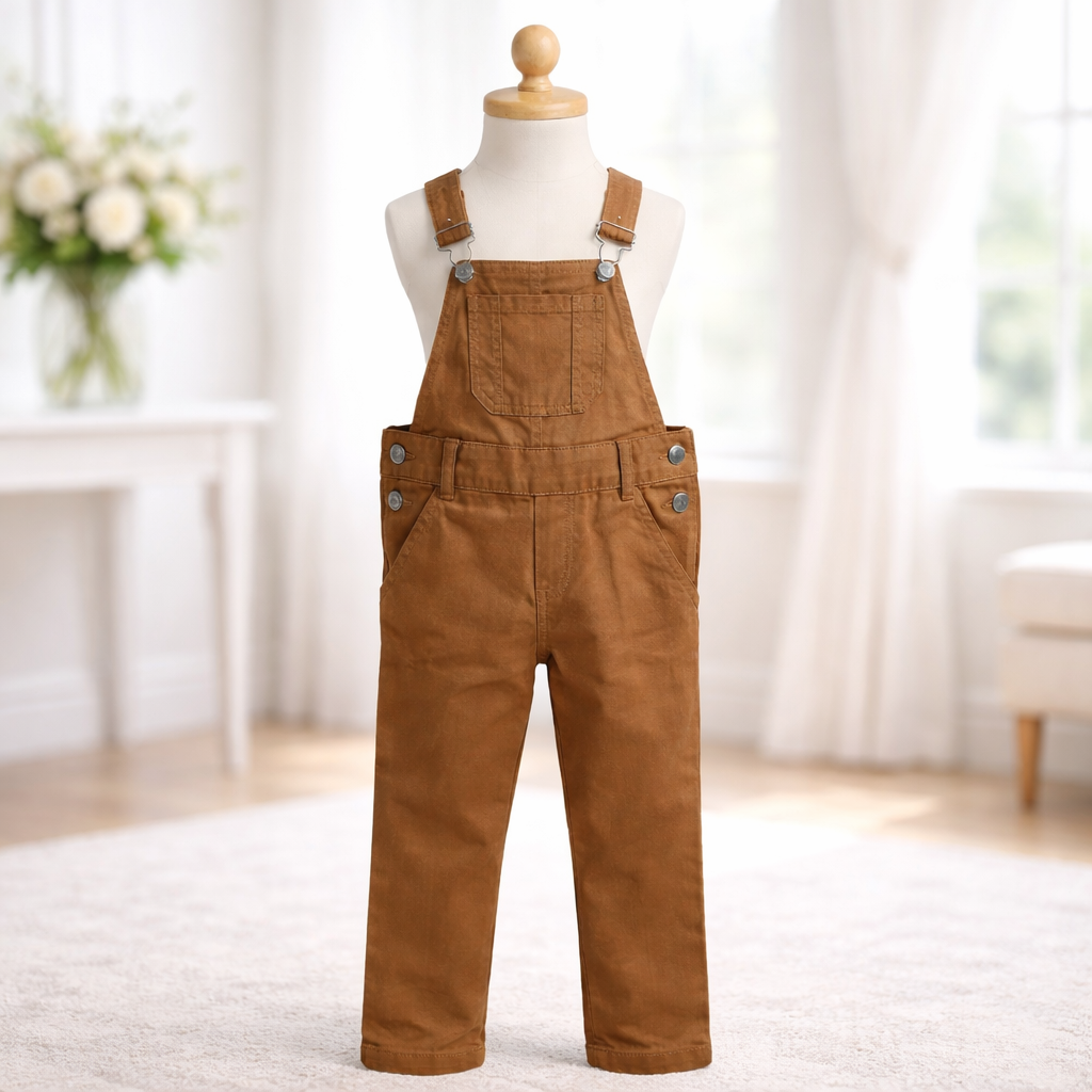 Jardineira Infantil em Sarja – Estilo Retrô Unissex - Envio Express - 2 ao 8 anos