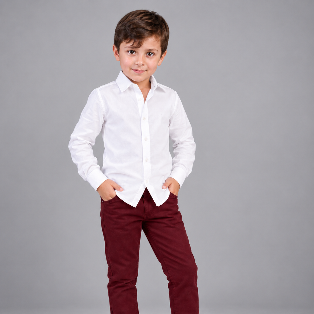 Calça e Camisa Esporte Fino Infantil – cor Marsala
