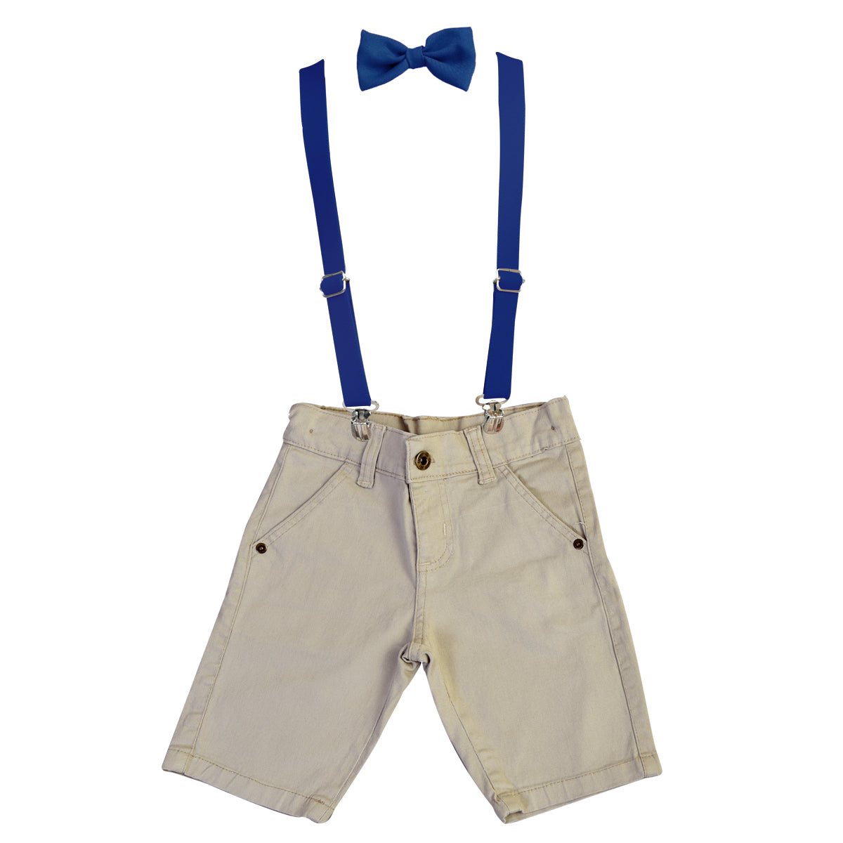 Bermuda Jeans Sarja Juvenil Com Suspensório E Gravata Borboleta Masculino (Atacado)