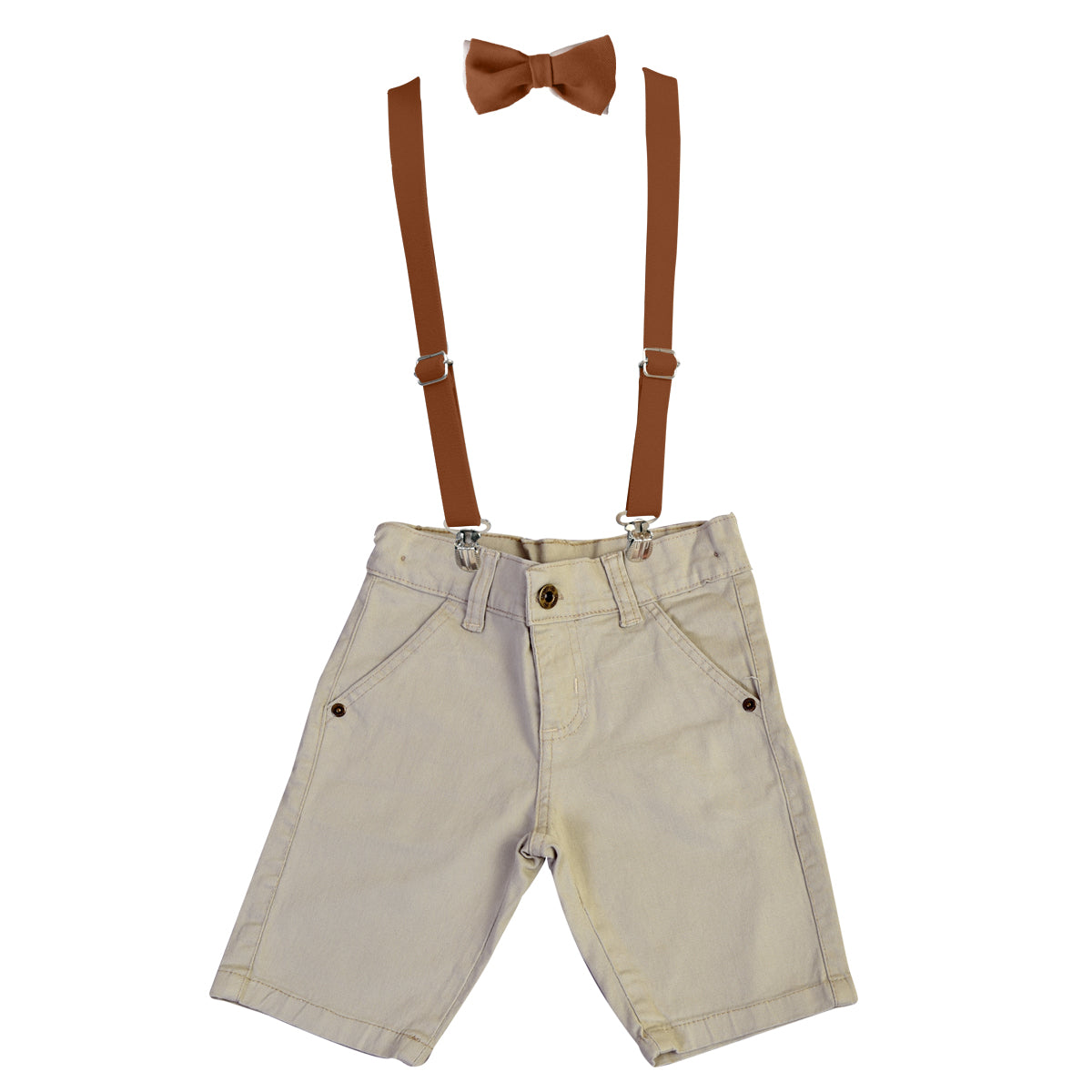 Bermuda Jeans Sarja Juvenil Com Suspensório E Gravata Borboleta Masculino (Atacado)