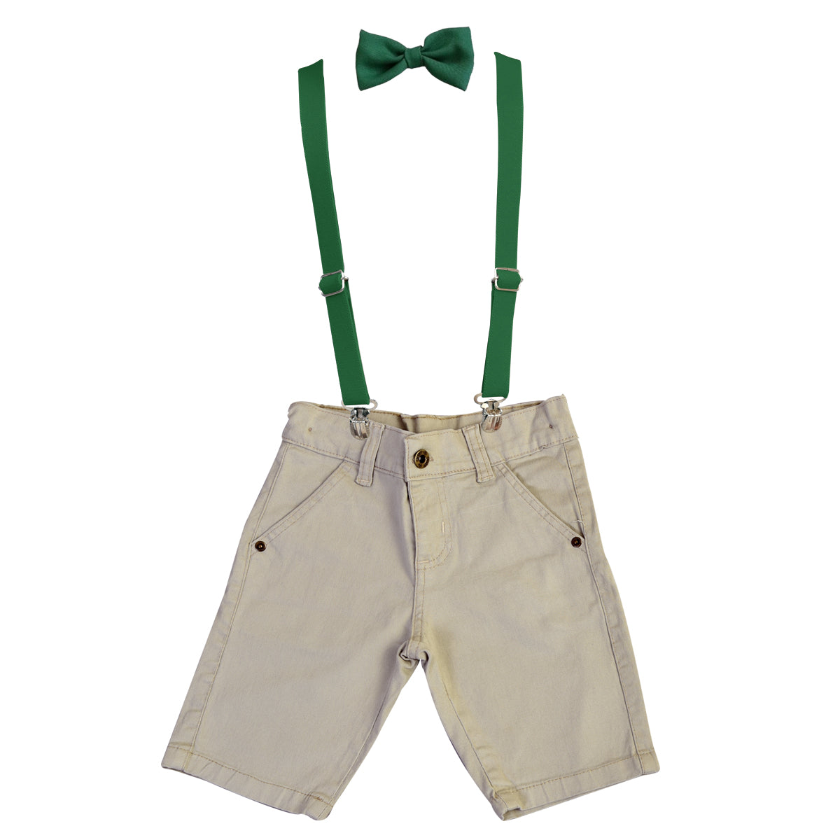 Bermuda Jeans Sarja Juvenil Com Suspensório E Gravata Borboleta Masculino (Atacado)