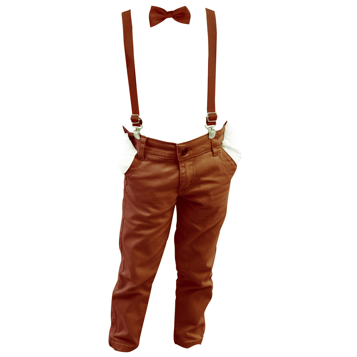 Calça Sarja Infantil Bolso Faca Elastano Gravata e Suspensório Ajustável 1 ao 16 anos (Atacado)