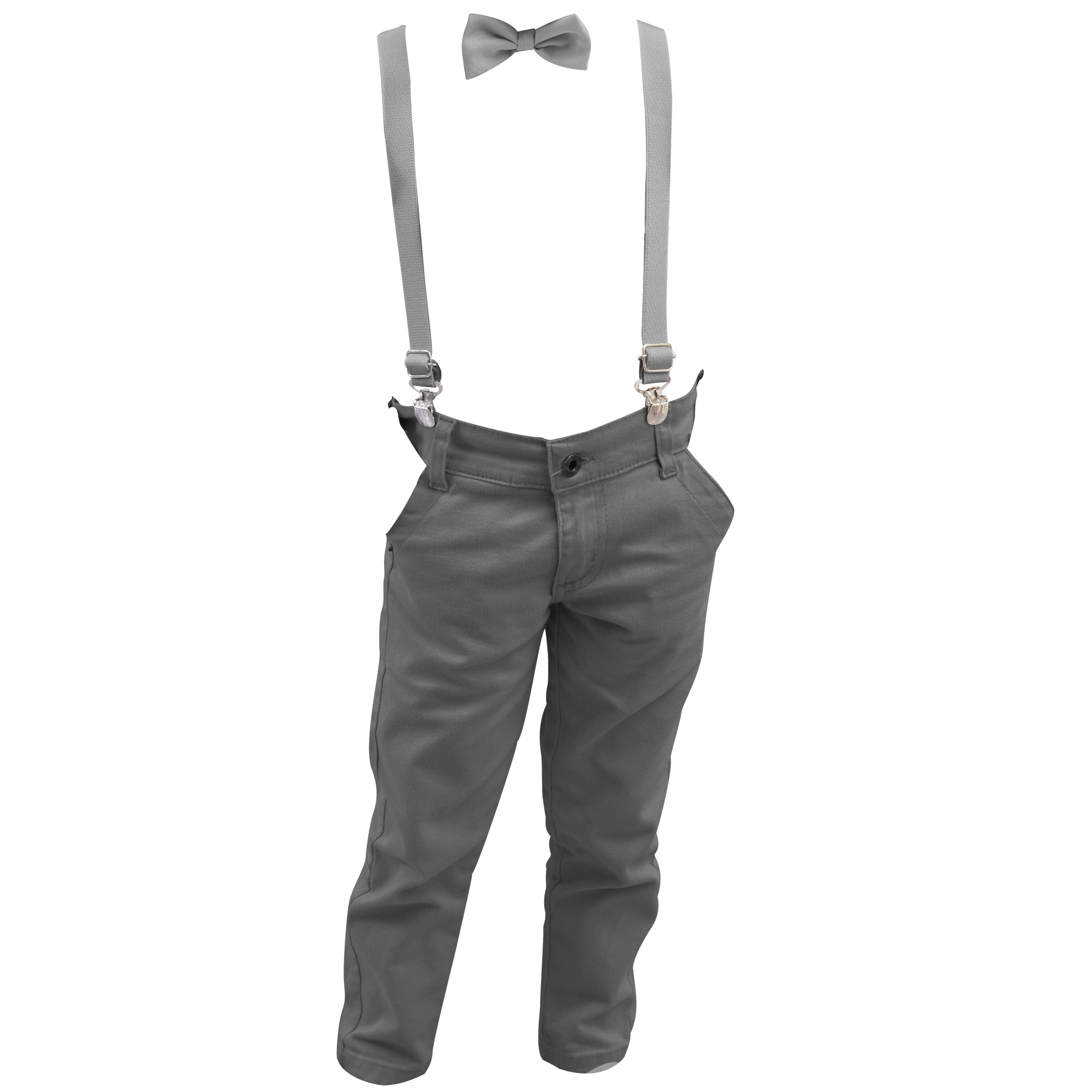 Calça Sarja Infantil Bolso Faca Elastano Gravata e Suspensório Ajustável 1 ao 16 anos (Atacado)