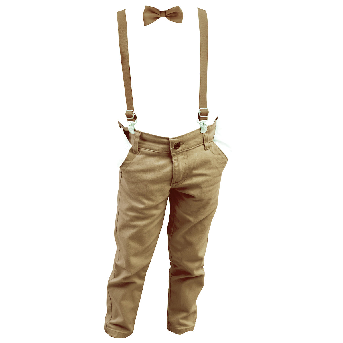 Calça Sarja Infantil Bolso Faca Elastano Gravata e Suspensório Ajustável 1 ao 16 anos (Atacado)