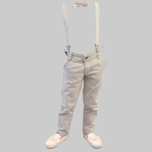 Kit 4 peças Sapato Mocassim + Calça + Gravata Borboleta + Suspensório 1 a 8 anos