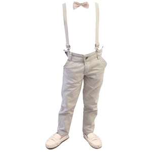 Kit 4 peças Sapato Mocassim + Calça + Gravata Borboleta + Suspensório 1 a 8 anos (Atacado)