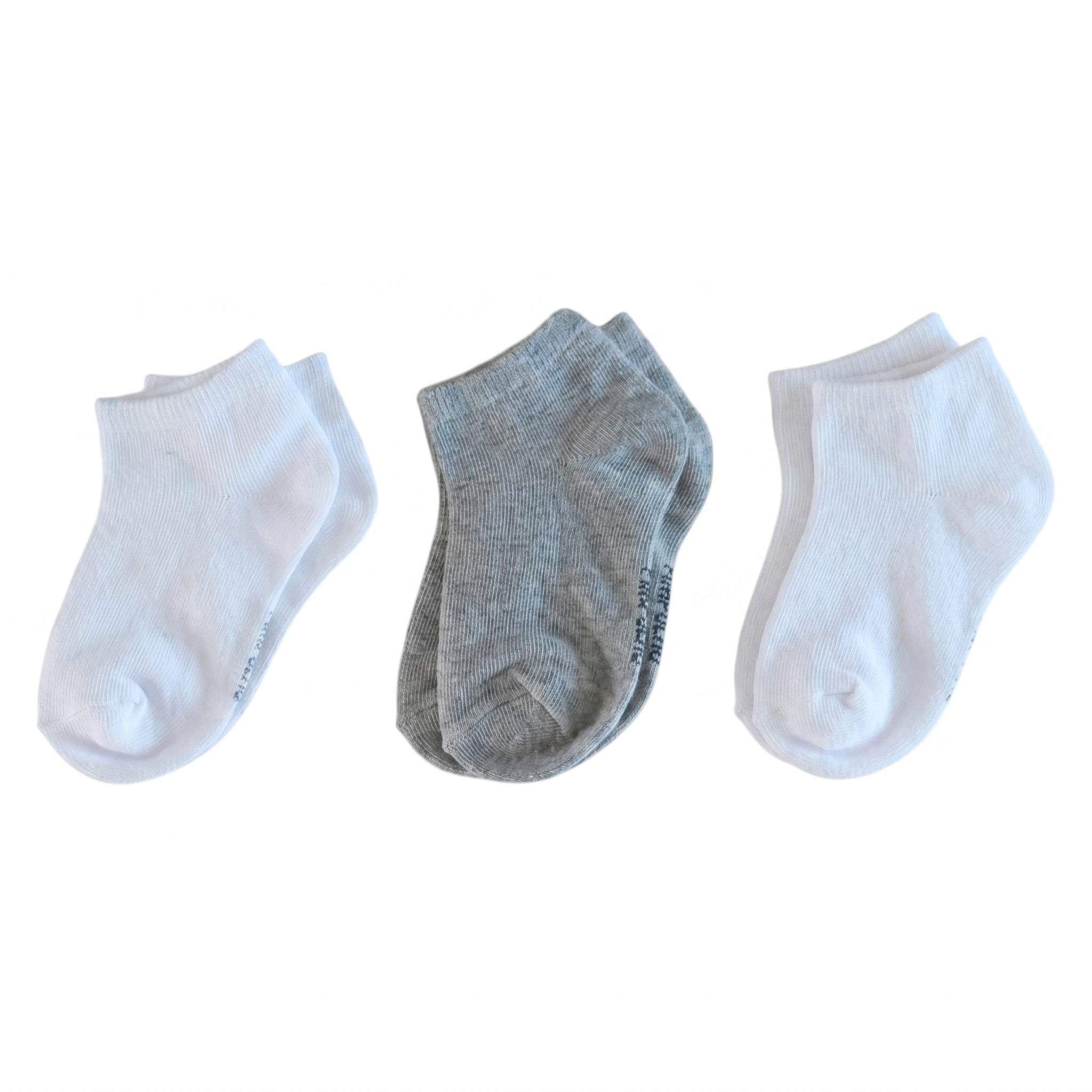 Kit 3 Meias Lisa Infantil Masculino Branca e Cinza