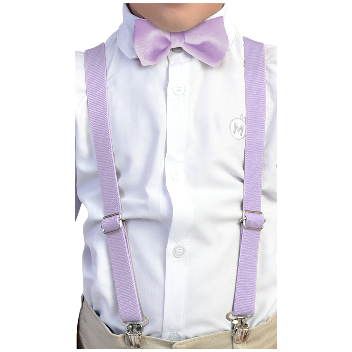 Kit Gravata Borboleta e Suspensório Infantil Tons Pastéis