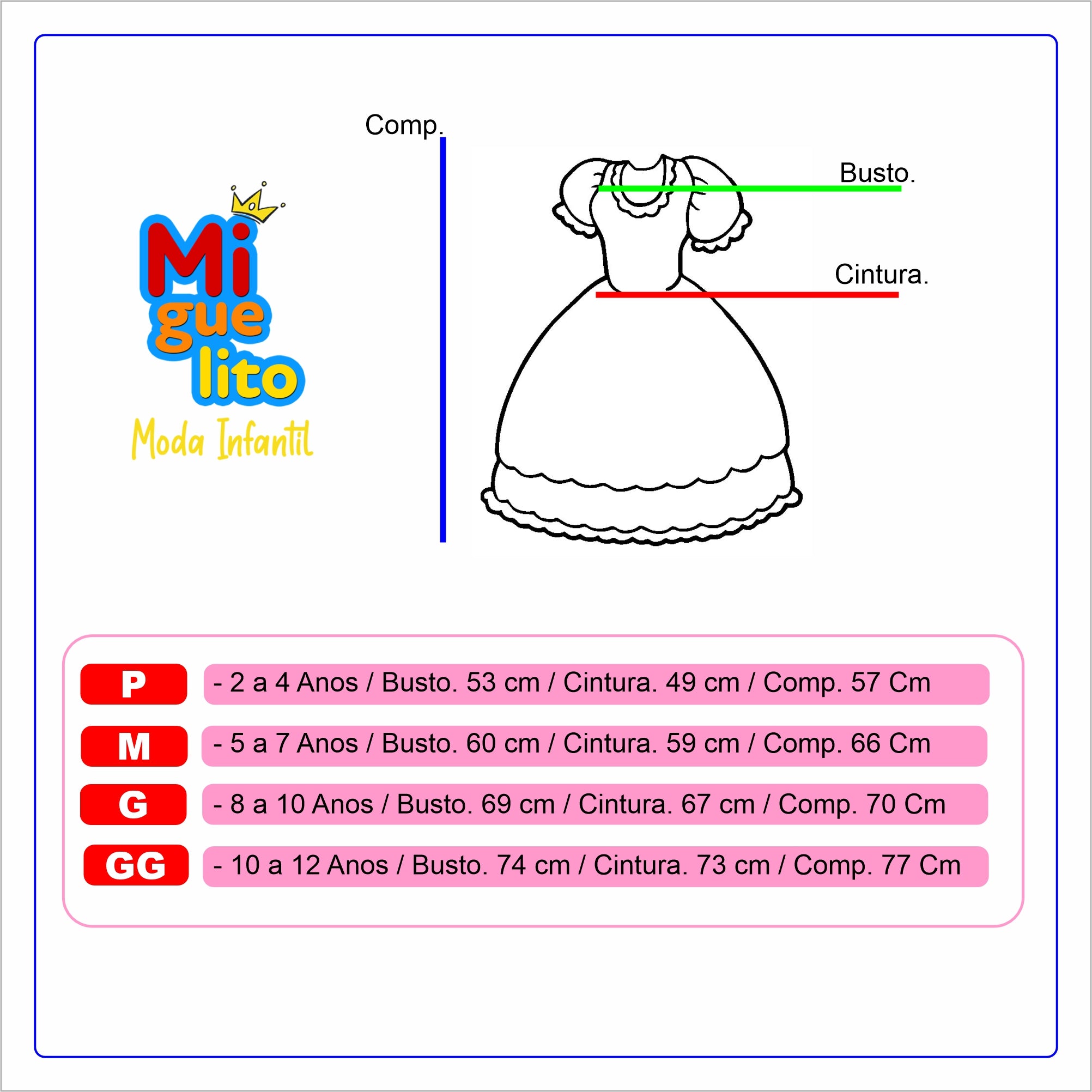Vestido Junino Infantil Vermelho e Azul com Laços – Tamanhos 2 ao 10 (Atacado)