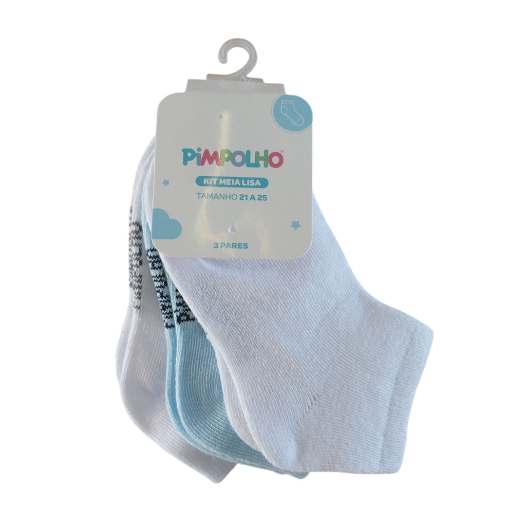 Kit 3 Meias Lisa Infantil Masculino Meninos Confortável (Atacado)
