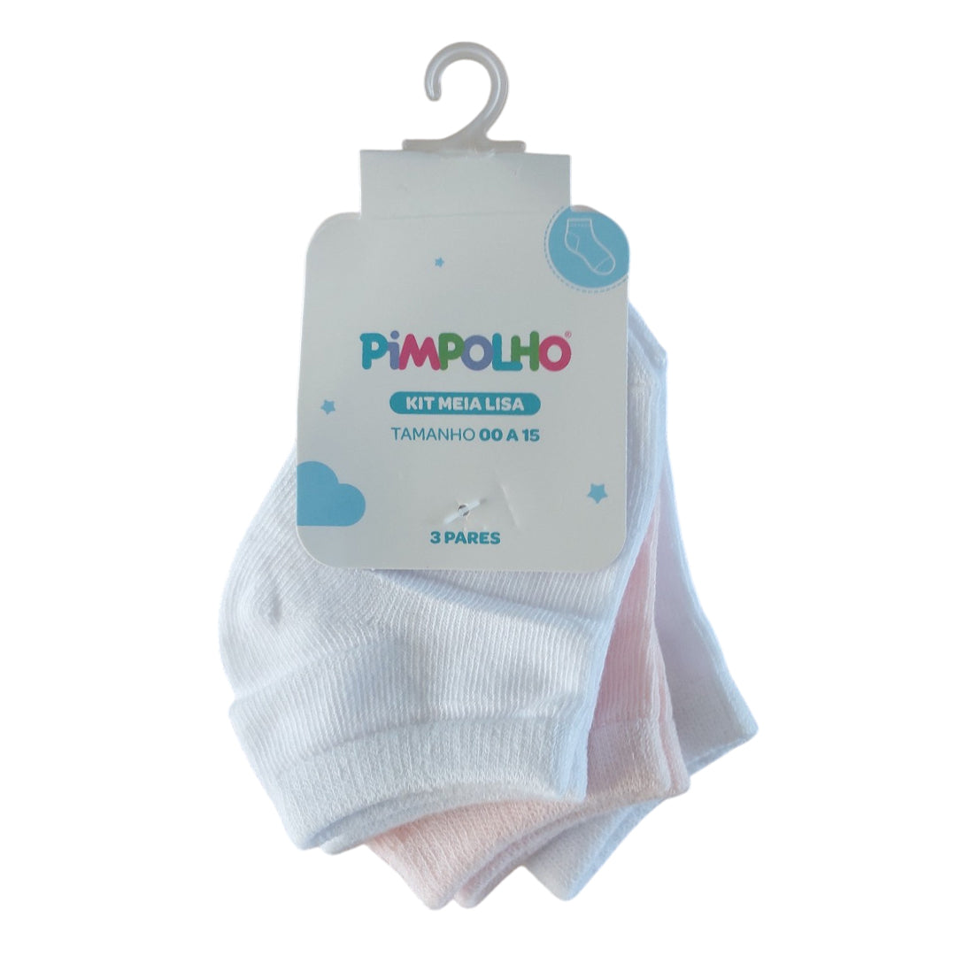 Kit 3 Meias Lisa Infantil Masculino Meninos Confortável (Atacado)
