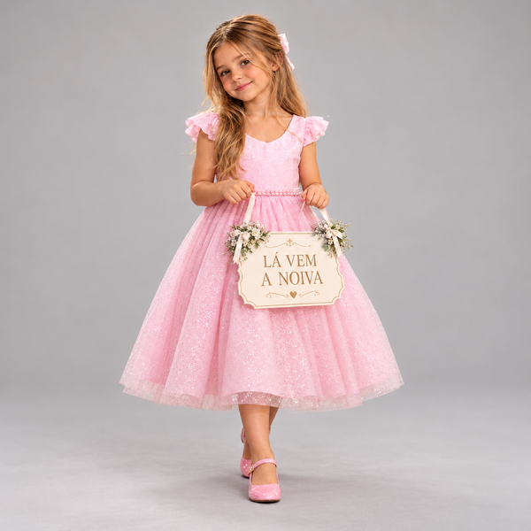 Vestido Daminha Infantil Debutante com Laços Premium