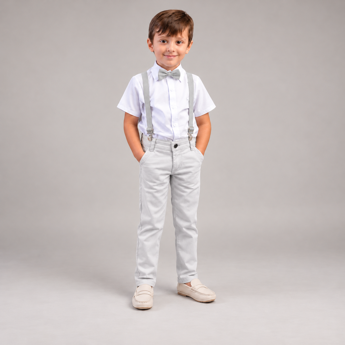 Conjunto Pajem Cinza Manga Curta