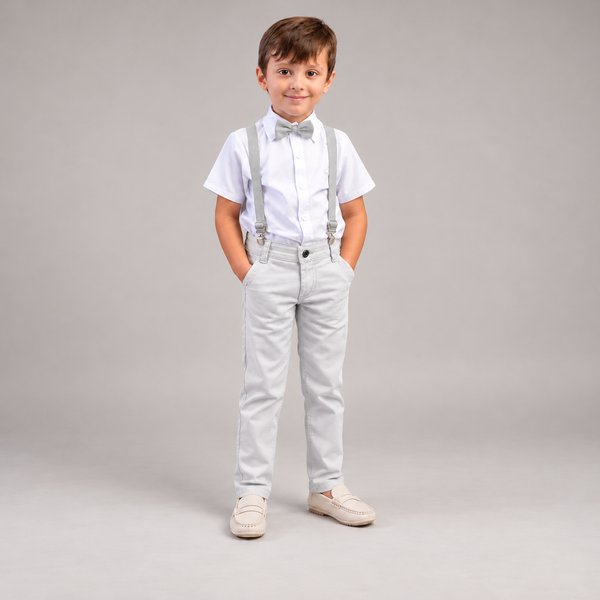 Conjunto Pajem Cinza Manga Curta
