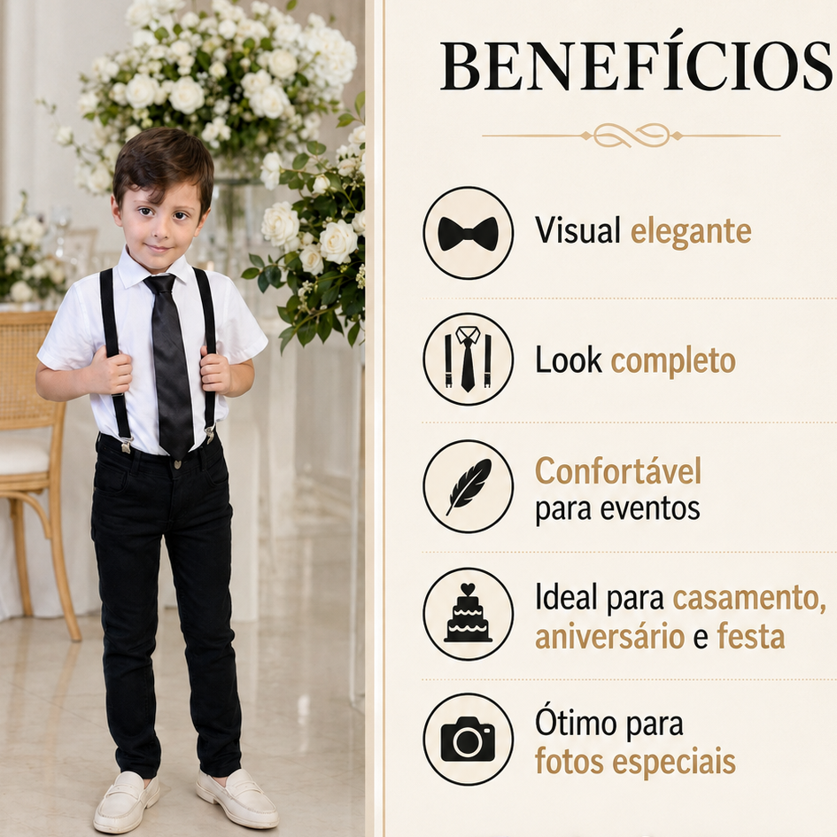 Conjunto Temático Poderoso Chefinho – Manga Curta + Calça Preta