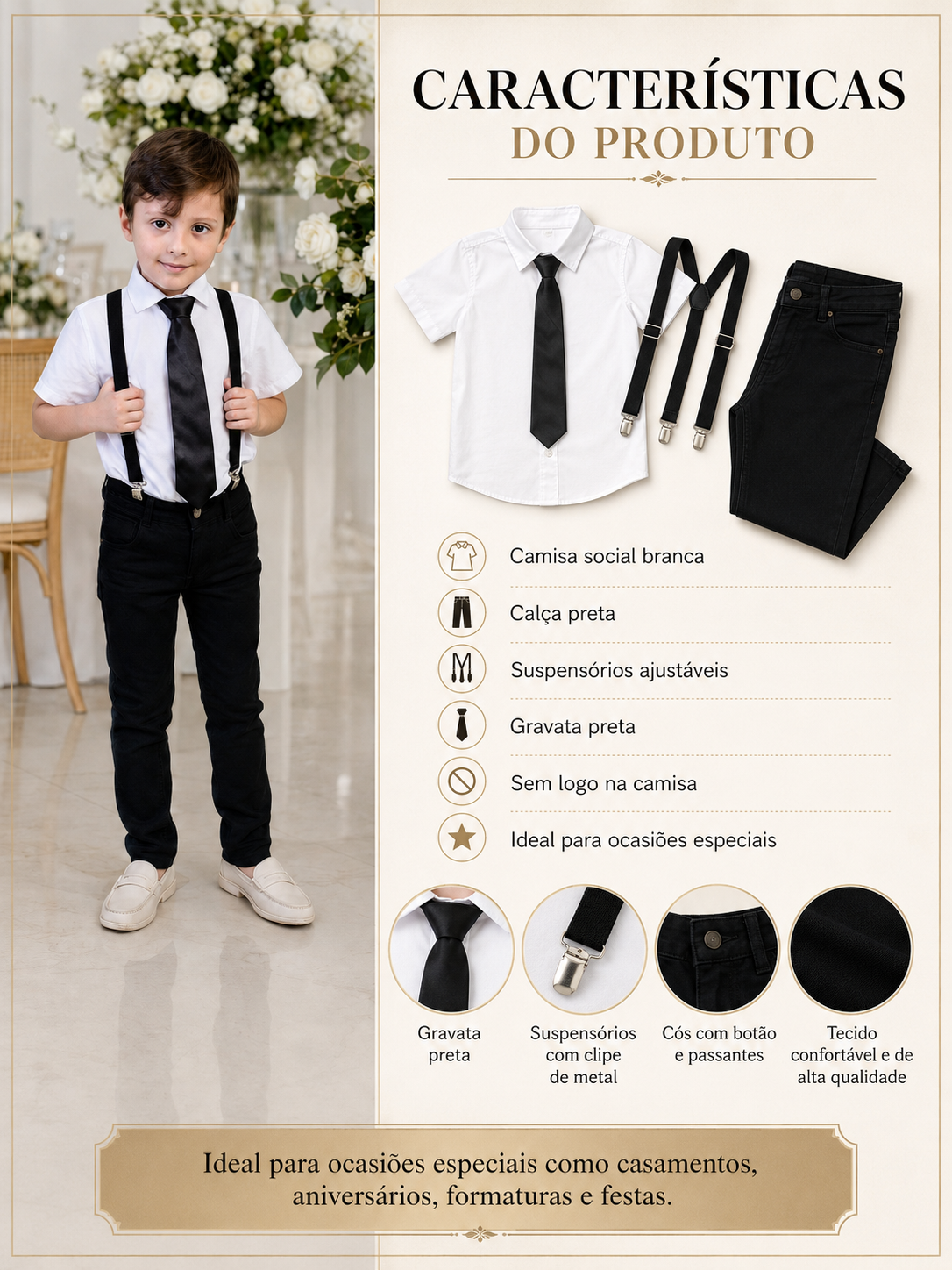 Conjunto Temático Poderoso Chefinho – Manga Curta + Calça Preta