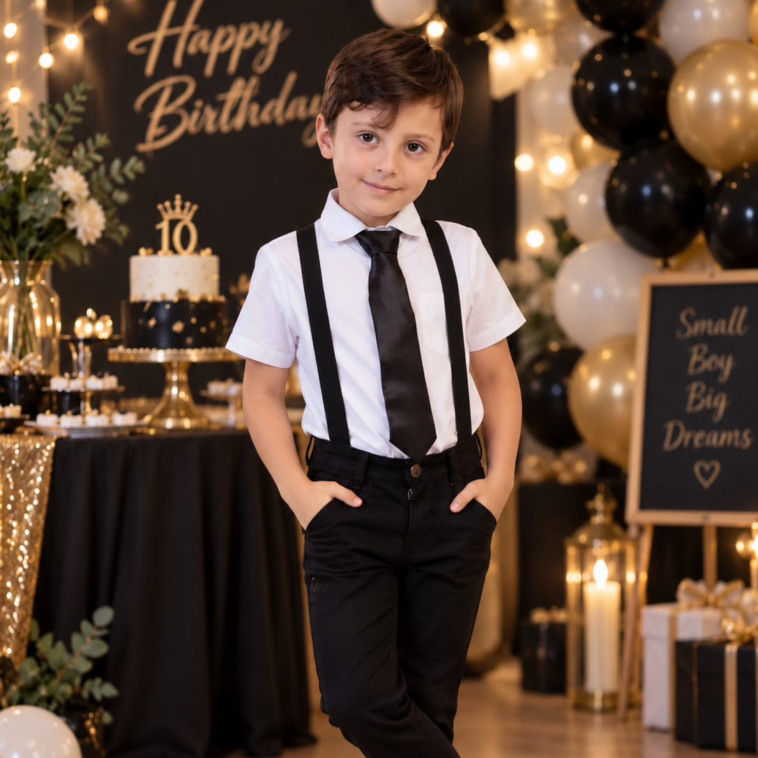 Conjunto Temático Poderoso Chefinho – Manga Curta + Calça Preta