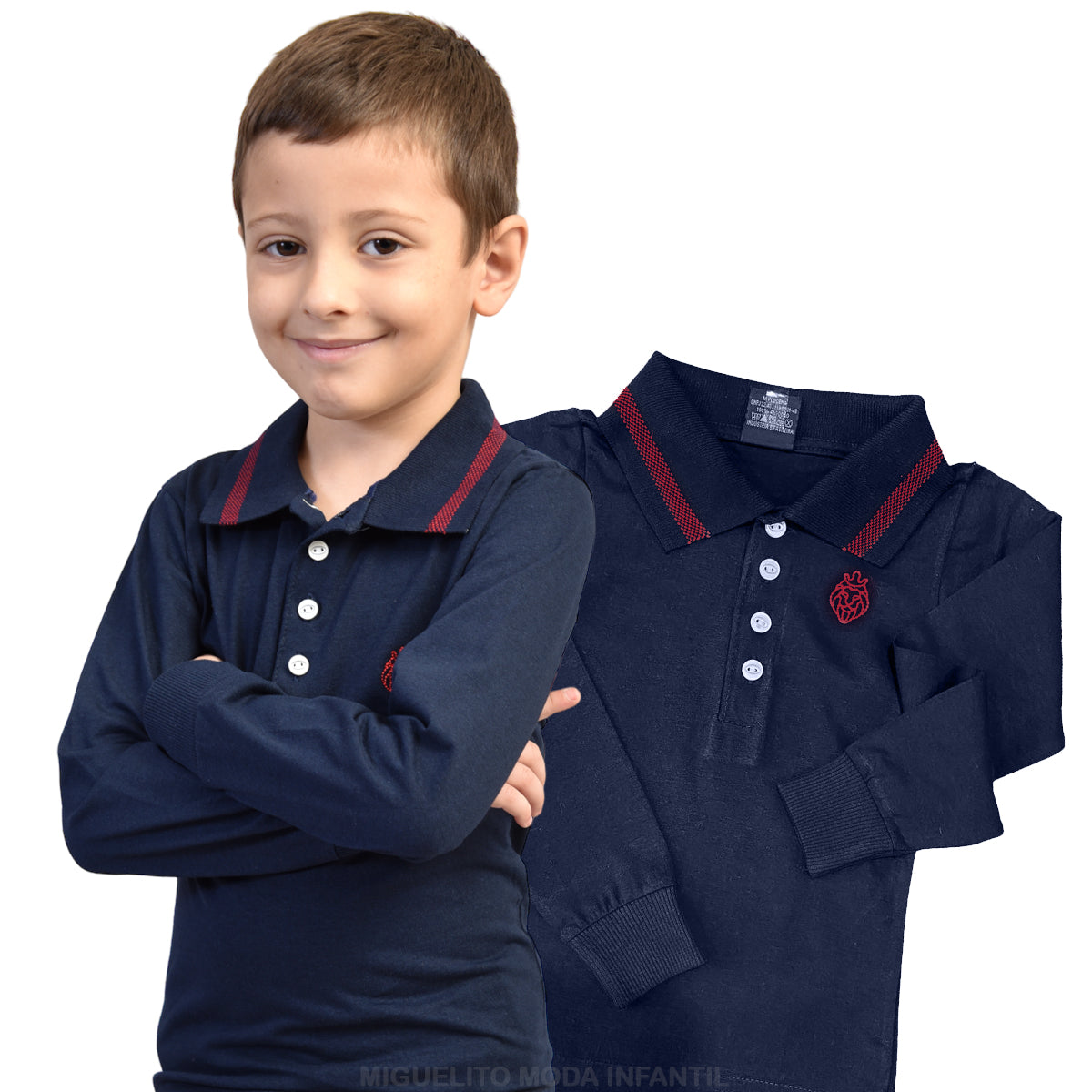 Camisa Polo De Manga Longa infantil Diversas cores Envio Imediato (Atacado)