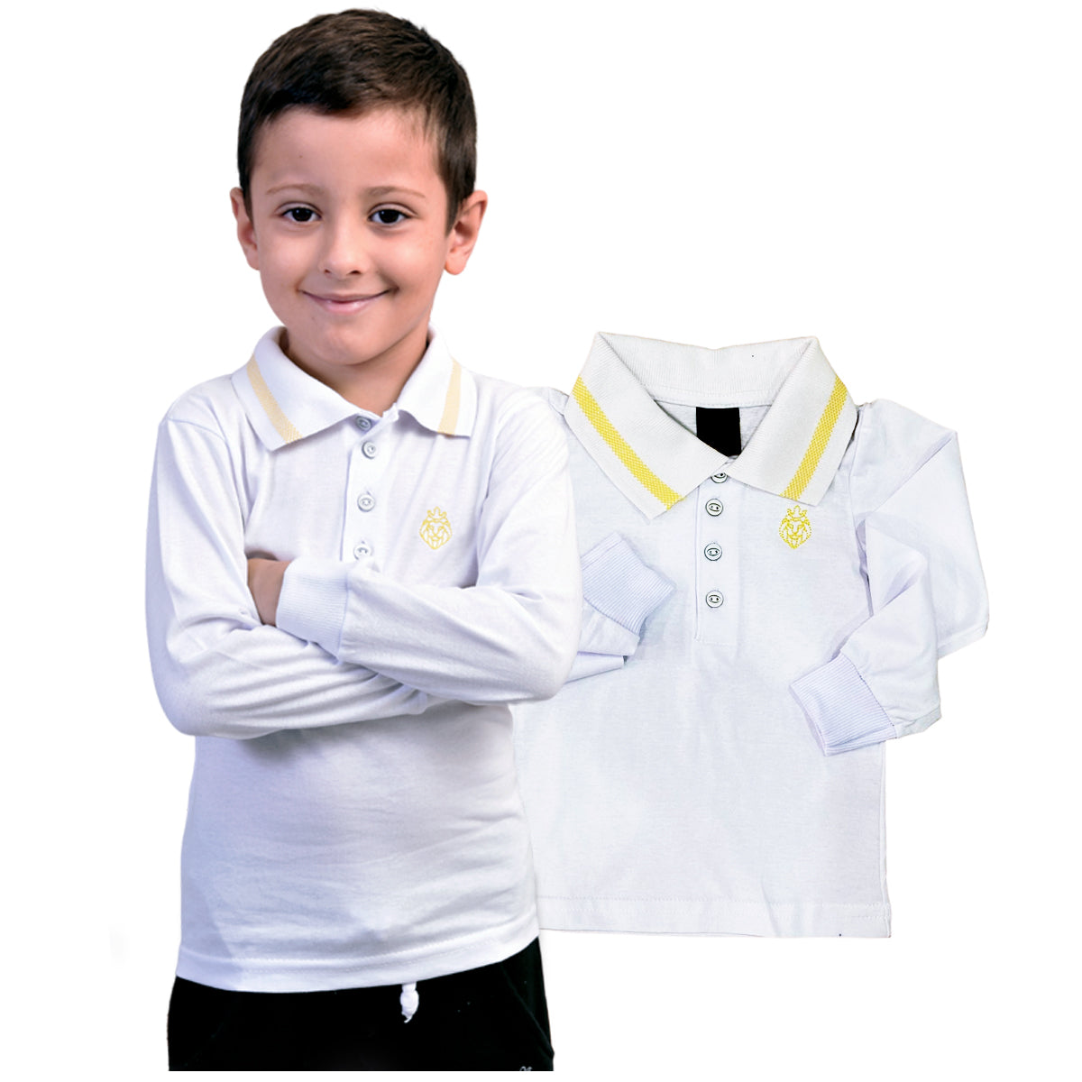 Camisa Polo De Manga Longa infantil Diversas cores Envio Imediato (Atacado)