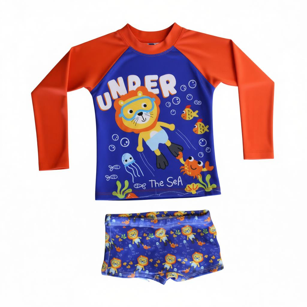 Conjunto Infantil Sunga e Camisa UV – Proteção Solar e Conforto para Praia e Piscina Menino