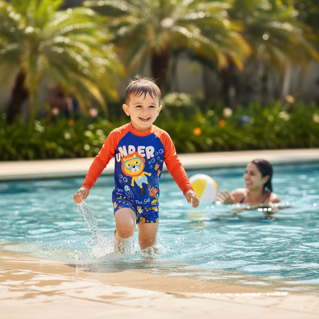 Conjunto Infantil Sunga e Camisa UV – Proteção Solar e Conforto para Praia e Piscina Menino