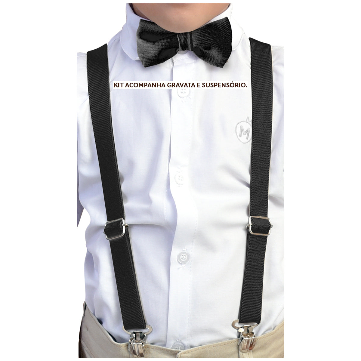 Conjunto com Sapato Menino - Gravata Borboleta - Azul Bebê Antialérgico 100% Algodão (Atacado)