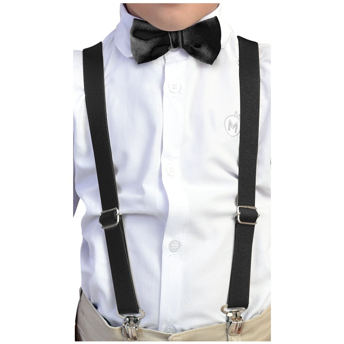 Kit Gravata Borboleta e Suspensório Infantil Tons Neutros