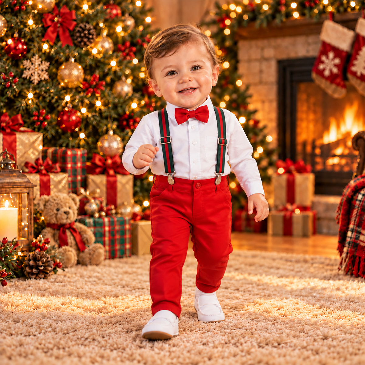 Conjunto Social Infantil Natal Menino – Gravata Verde ou Vermelha