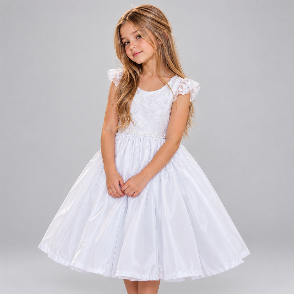 Vestido Meninas Daminha Branco Infantil Debutante com Laços Premium Batizado
