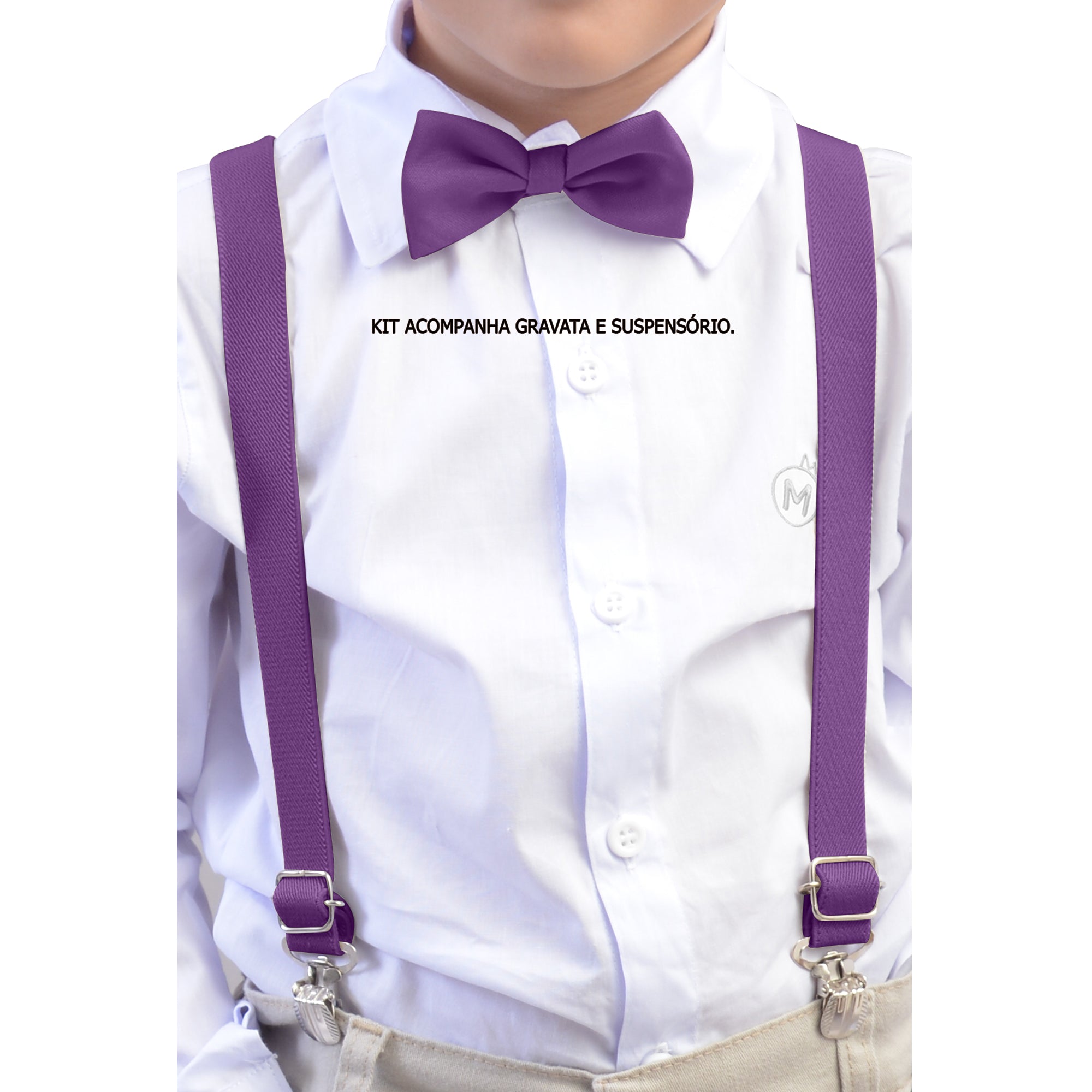 Kit Gravata Borboleta e Suspensório Infantil Tons Vibrantes