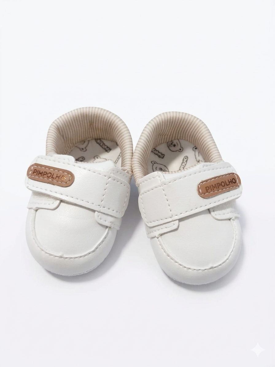 Sapatinhos de Bebê Batizado para os Primeiros Passos Branco Pimpolho