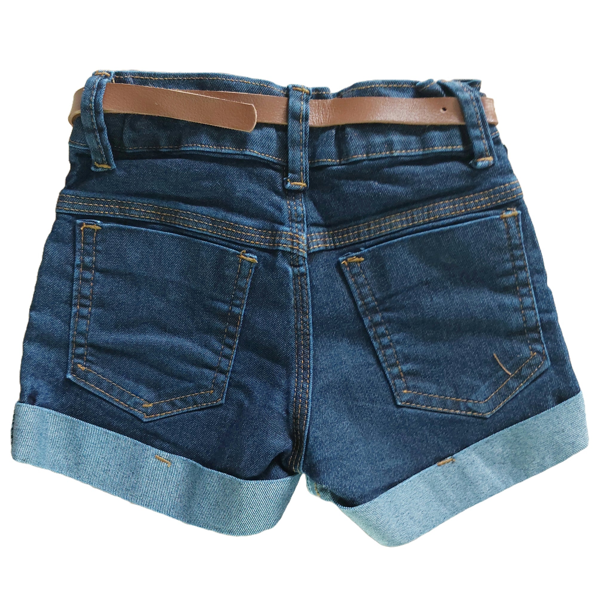 Short Jeans Infantil Com Cinto De Couro Meninas Bloguerinhas (Atacado)